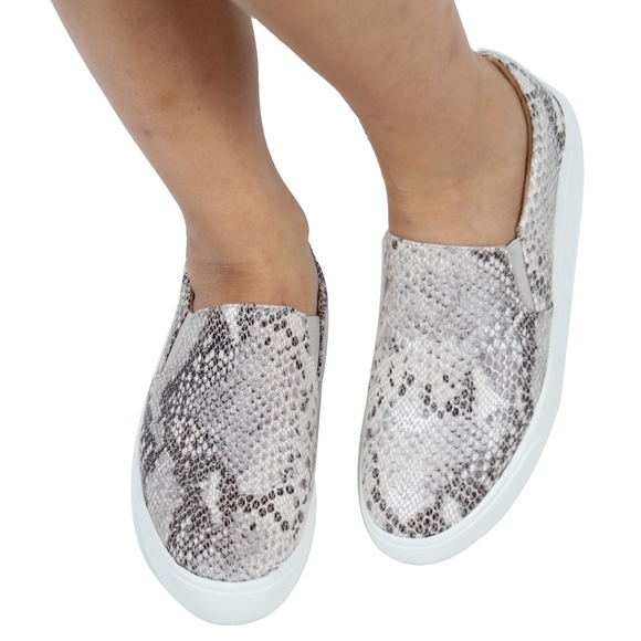 Size 5.5 Beige Python Elastic White Sole Loafer - Picture 5 of 6